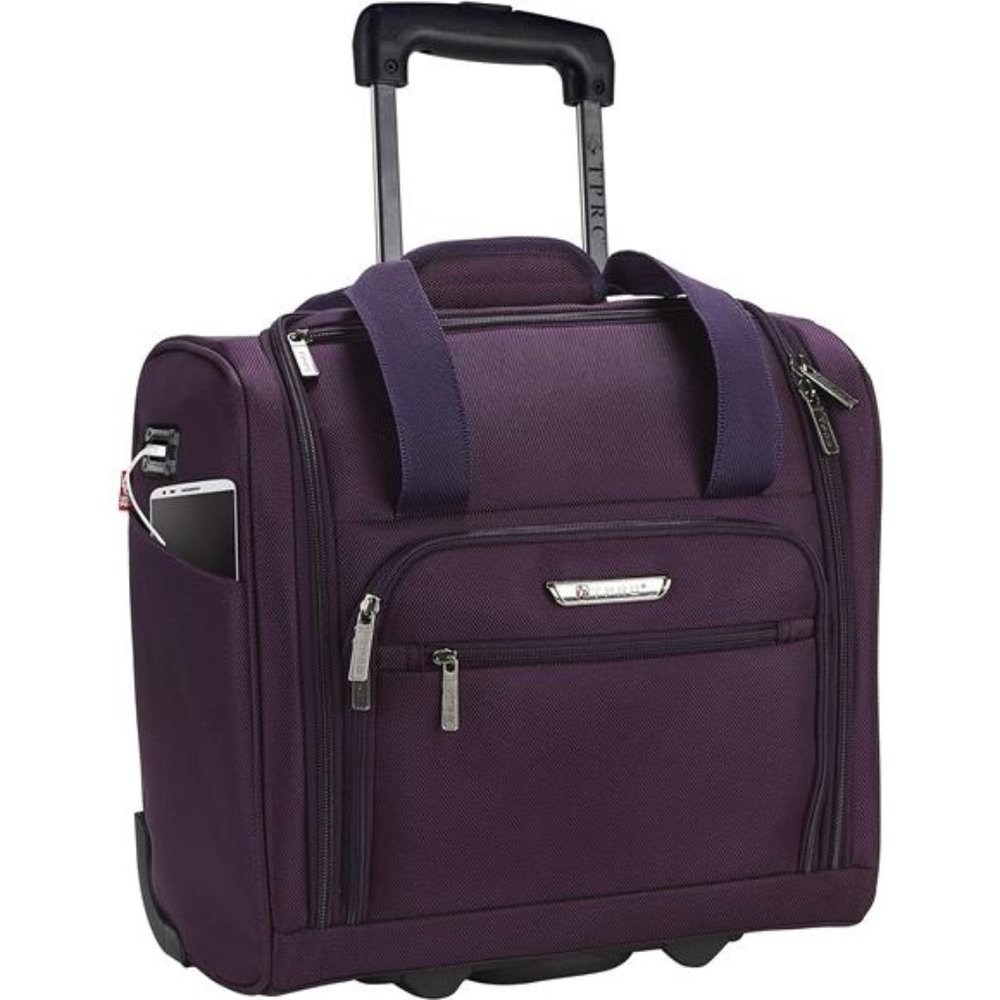 15Inch Smart UnderSeat CarryOn Luggage with USBCharging Port,Telescoping Handles